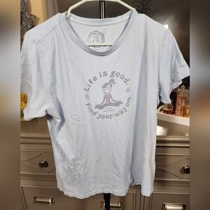 Women's Life Is Good T Shirt Size Medium Gray Spread Good Vibes